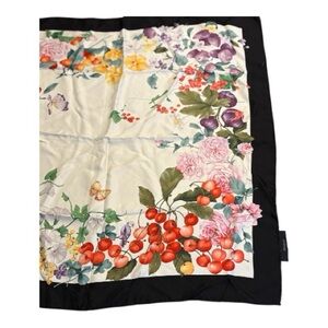 Gucci Floral Print Scarf with Black Border - vintage - authentic